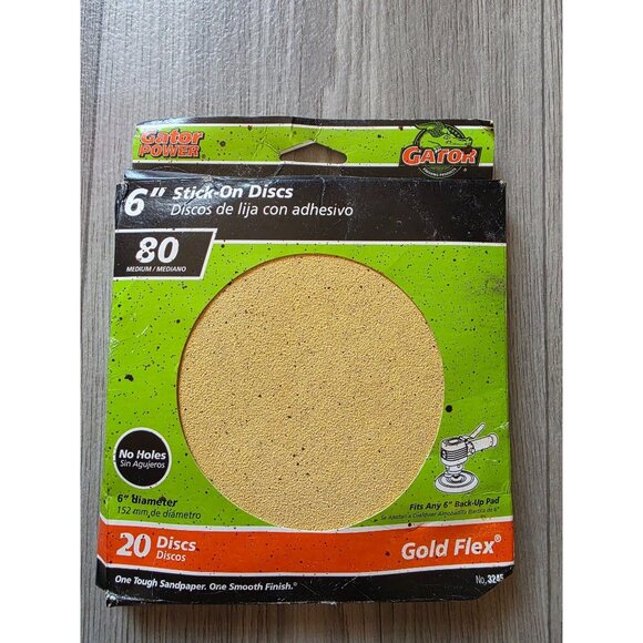 Gator Power Gold Flex 6" Stick-On Discs 80 Grit Sandpaper 20 Pack - Picture 1 of 2